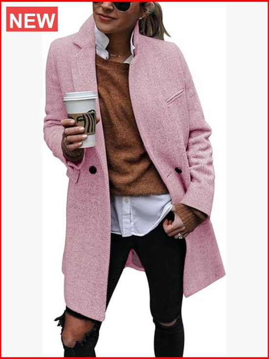 Jackets & Blazers - Notch Lapel Double Breasted Trench Coat Peacoat Winter Long Blazer Jacket